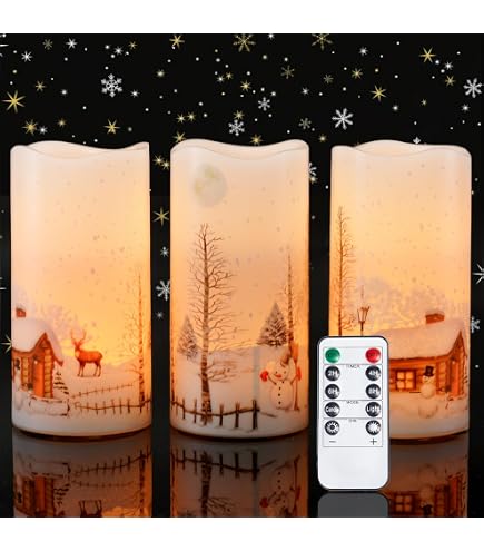 Amazon.com: Homemory Christmas Flameless Candles, LED Pillar
